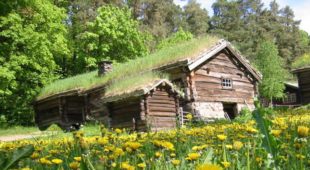 Log cabins in the open air Norwegian Museum of Cultural History in Bygdøy, Oslo.